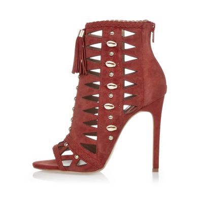 Dark red cut-out heels